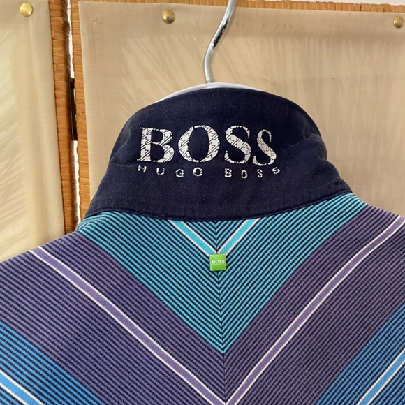 HUGO BOSS Mens Polo Shirt Sz S Striped - Picture 7 of 11